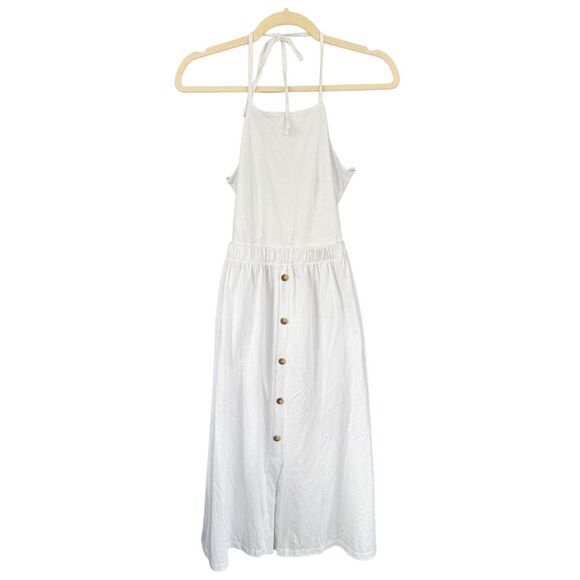 B8 ASOS Women's‎ Halter Sleeveless Cotton Midi Sundress White Size 2 - Picture 1 of 7